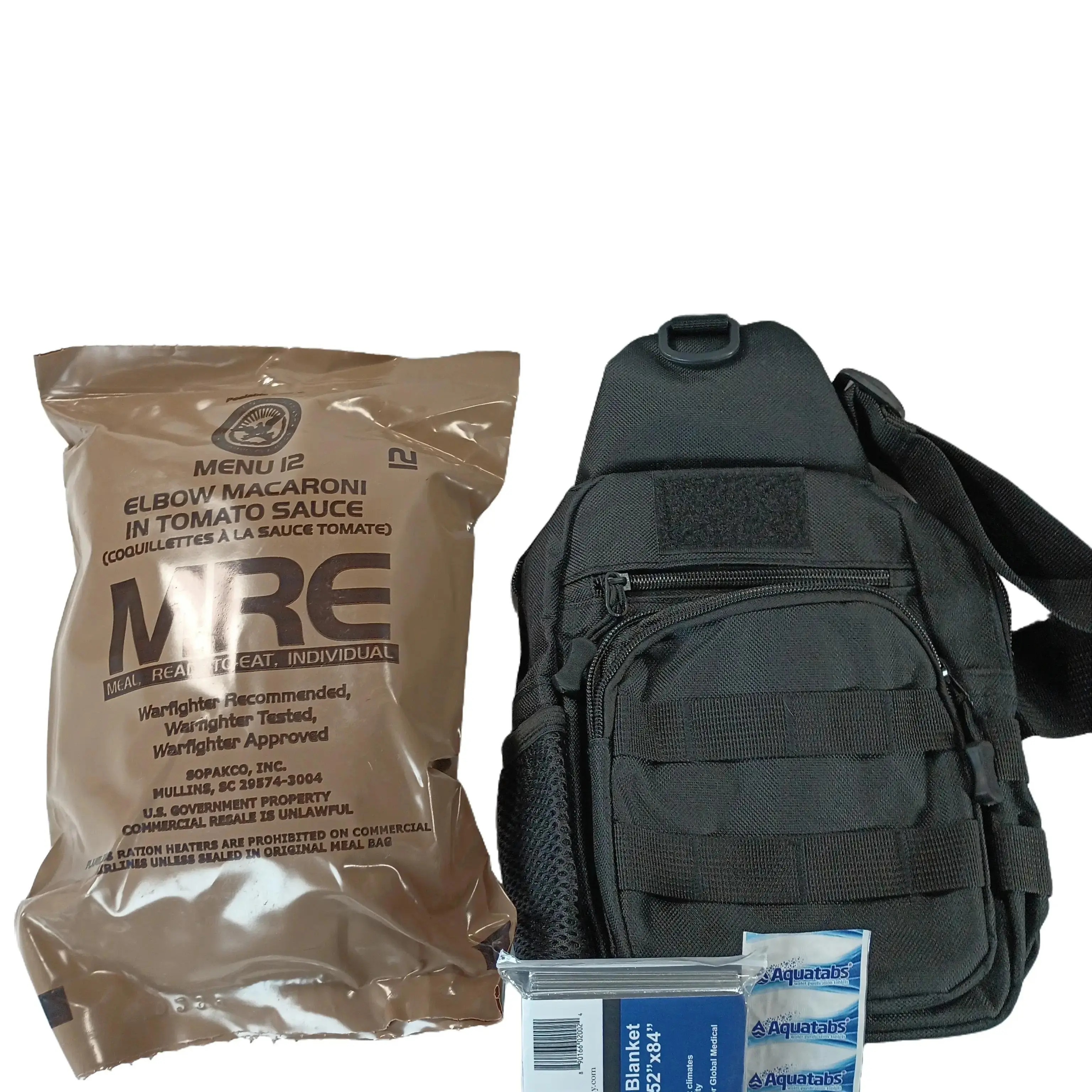 Compact Bug Out Bag Survival Kit – Veteran Assembled – MRE, Blanket & Water Tabs