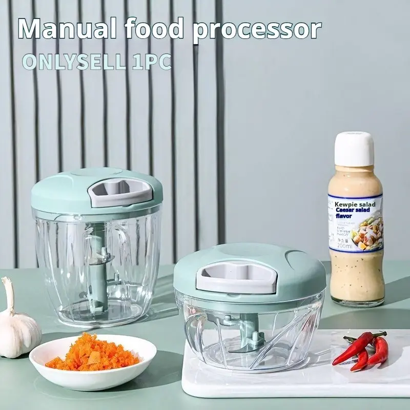 New Model Portable Hand-Pull Multi-Function Food Chopper for Vegetables, Fruits, 500ml/900ml, Vegetable Cutter, Veggie Chopper, Garlic Masher, Meat Chopper, Manual Food Processor, Easy to Use