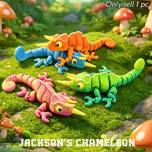 3D Printed Chameleon Model, Cute Figurines, Colorful Gradient, Glowing Antennae and Eyes, Home Desktop Decor, Collectible Landscape Ornament, Creative Gift!