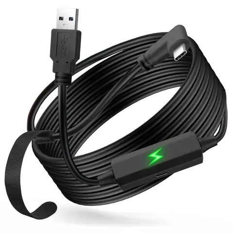 EKLEVOR 18W Link VR Cable 16FT Compatible with Oculus Quest 2/3/3s Port USB 3.0 to USB C Transmission Rate 5Gbps for 120HZ PC/Steam VR Video Games Accessories Wearable