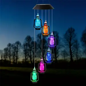 Solar-Powered Color-Changing Lantern Wind Chime - LED Light Wind Mobile for Garden, Patio, Deck, Yard, Home Décor - Perfect for Mother's Day, Christmas, Housewarming, and Unique Outdoor Gifts