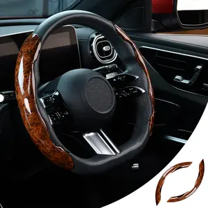 Mahogany Color Craft Car Steering Wheel Cover, Wood Grain Breathable Non-slip Universal Car Steering Protective Covers Luxurious and Beautiful, Comfortable Touch, Universal 99% Car Wheel Cover Protector, Car Interior Accessories for Most Cars