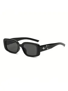 Unisex Y2K Retro Square Frame Fashion Glasses - Lightweight Black Plastic with Star Design Trendy Shades