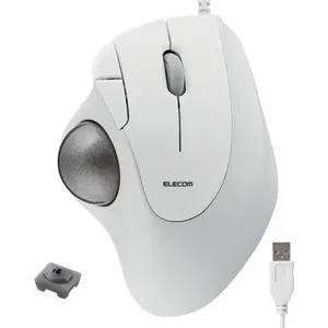Ergonomic Comfort Design Trackball with Wired USB-A Connection, Smooth Tracking by Ruby Ball Bearing, 36mm Ball, Thumb Control, Compatible For Windows, PC, and Mac, White