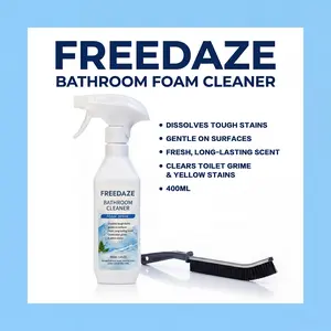 FREEDAZE Bathroom Cleaner Foam Spray (400ml) - Spray, Wait & Scrub for Hard Water Stains, Mold, Rust & Soap Scum | Free Cleaning Brush Included