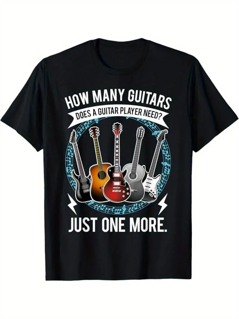 Summer t Shirts Men's Guitar-Themed Cotton Tee - Casual Crew Neck, Short Sleeve Golf Gift T-Shirt For Men and Women