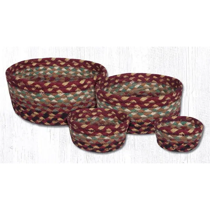 Earth Rugs CB-357 Burgundy/Gray/Cream Casserole Baskets Set of 4
