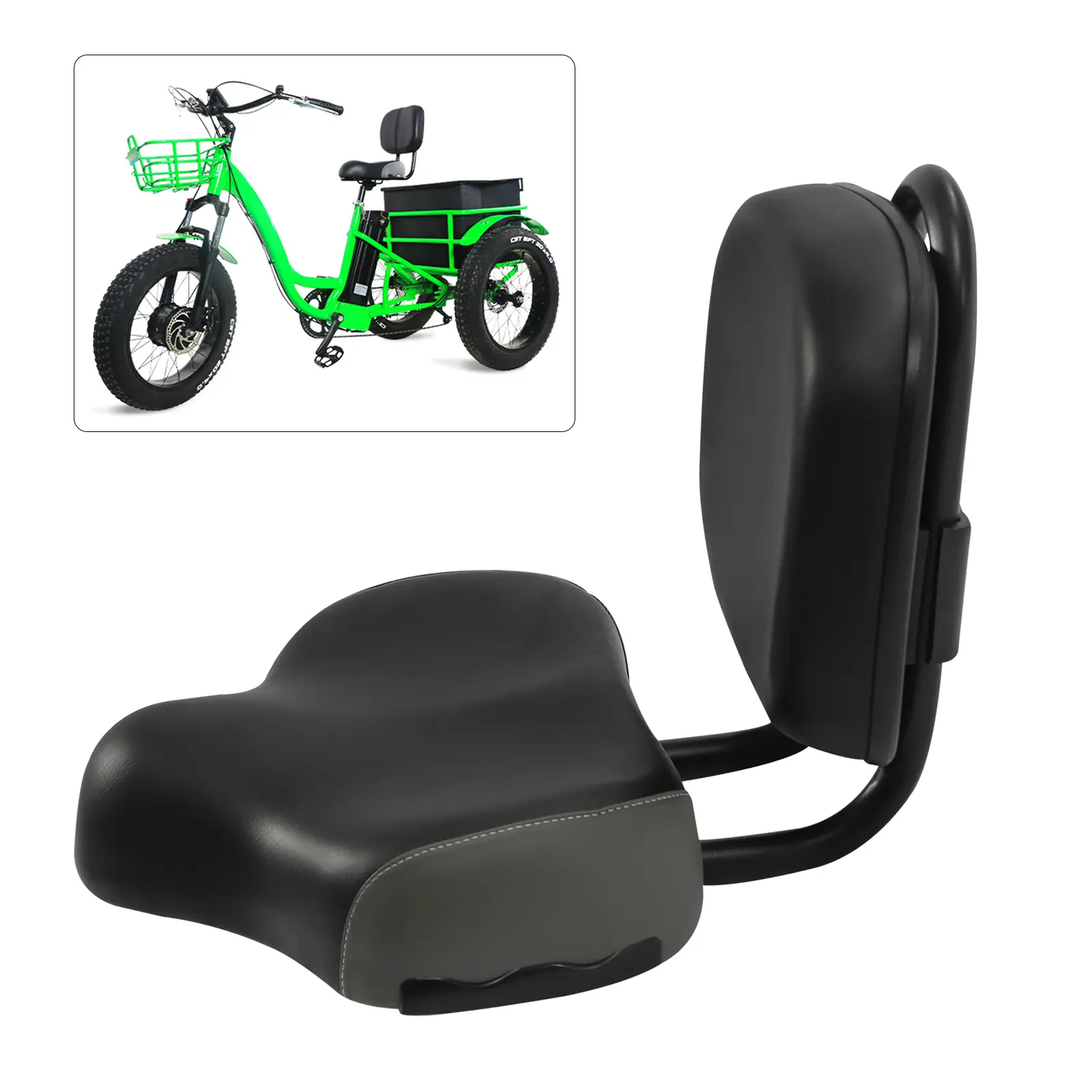 Comfortable Plastic Bicycle Seat with Adjustable 22.2×20.3 cm Back Cushion - Bike Accessories, Bike Gear, Universal Fit for Bicycles, Tricycles, Ebikes, Ebike Frame Child Passenger Seats