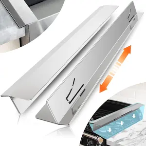 Adjustable Stainless Steel Stove Gap Covers, Heat Resistant Stove Counter Gap Filler Guard, Easy to Clean Kitchen Gap Cover for Flat Countertops