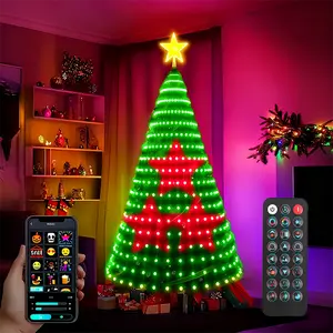 Hoodink Smart Christmas Tree Lights, Treeless with Remote and APP Control, RGB Color-Changing Light String with 400 LEDs, 11 Modes, Timer, Music Sync, Suitable for Christmas Decorations and Holiday Party Decorations