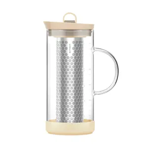 BUYDEEM 1.7L Multi-Functional Cold Brew Coffee Maker - Iced Beverage Pitcher with Filter - Almond White