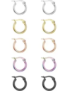 Colorful Hoop Earrings Steel Hoop Earrings for Women Loop Earrings 10mm/15mm/20mm/25mm