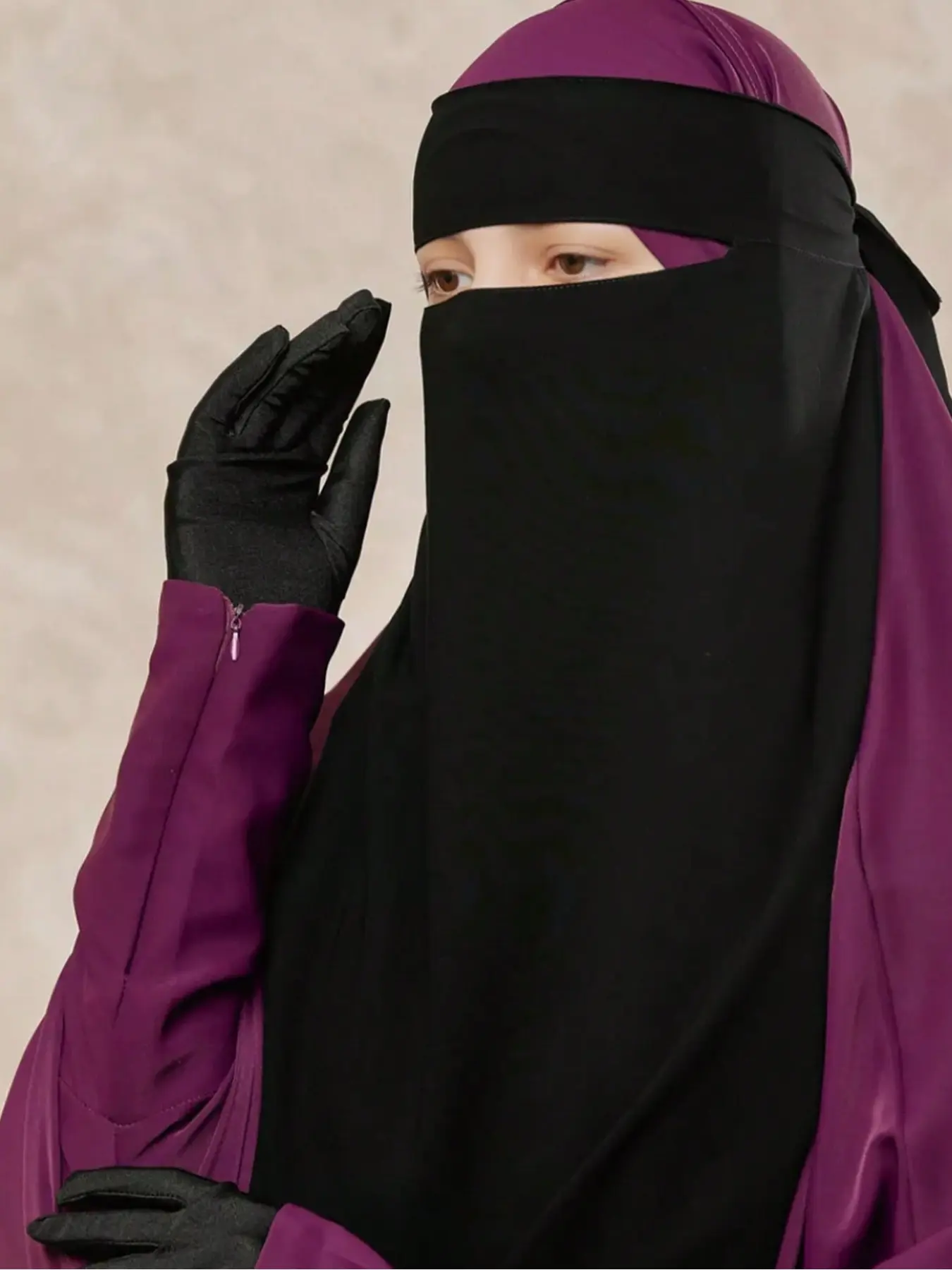 Women's Chiffon Soft Breathable Wrap Niqab, Single Layer Islamic Face Cover, Khima Headscarf for Muslim Prayer Daily Use