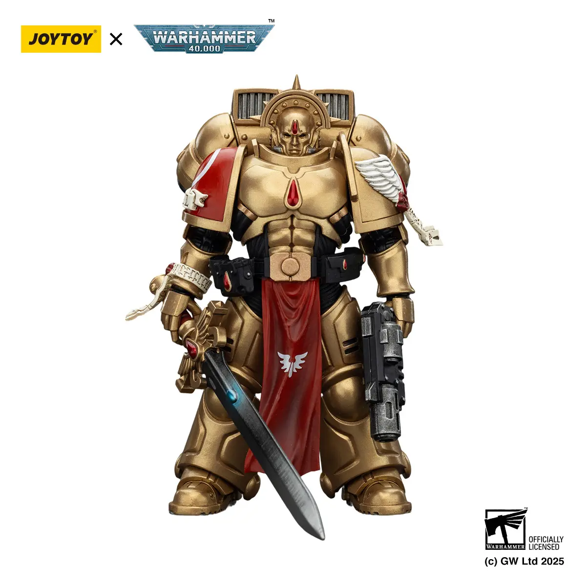 JOYTOY Unisex 1:18 Scale PVC Plastic Fully Articulated Collectible Action Figure - Blood Angels Sanguinary Guard 1, Inferno Sidearm, Encarmine Blade, Realistic Pose, Replacement Components, Included Accessories, Suitable for 12+ Years, 12 Years Above