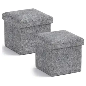 Ornavo Home 2 Pack Small Square Cube Storage Ottoman