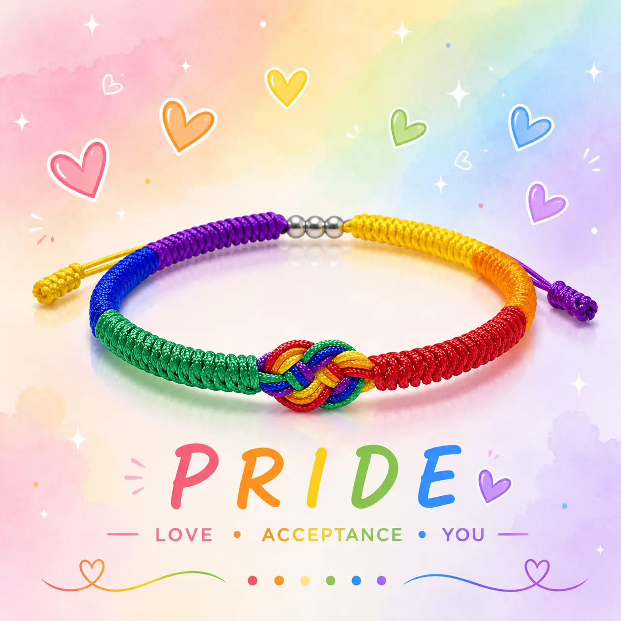 Pride Infinity Love Wins, LGBTQAI+ Pride Love Wins Tibetan Wrist Wrap Bracelets, With LGBTQ Surfer String Rope Bracelet for Him and Her, Women Men, Support LGBTQ Community