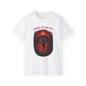 Stranger Things Running Up That Hill Tee for Women Fitted Crew Neck Short Sleeve Summer Casual Graphic T-Shirt