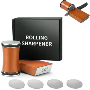 Portable Wooden Rolling Knife Sharpener Set, Magnetic Aluminum Holder, Diamond Sharp Curve Knife Sharpener,For Kinds Of Kitchen Knives,15 & 20 Degree Angles,,Manual Kitchen Sharpening Tool,No Electricity Needed,Knife Sharpening Made Easy Razor Sharp Edges