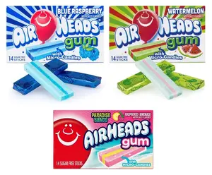 Airheads Gum – Juicy Fruity Chew Sugar-Free | Blue Raspberry Raspberry Lemonade Watermelon 14ct