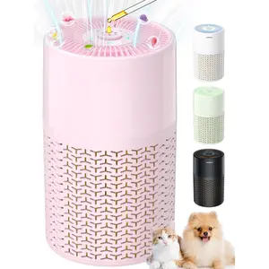 Pets Air Purifier for Home ,Up to 660 ft2.Yellow Deodorizing Activated Carbon Filter,With  Sponge for Better Sleep,Night Light,Pet Dander,,Odors,Air Cleaner A2002 Pink