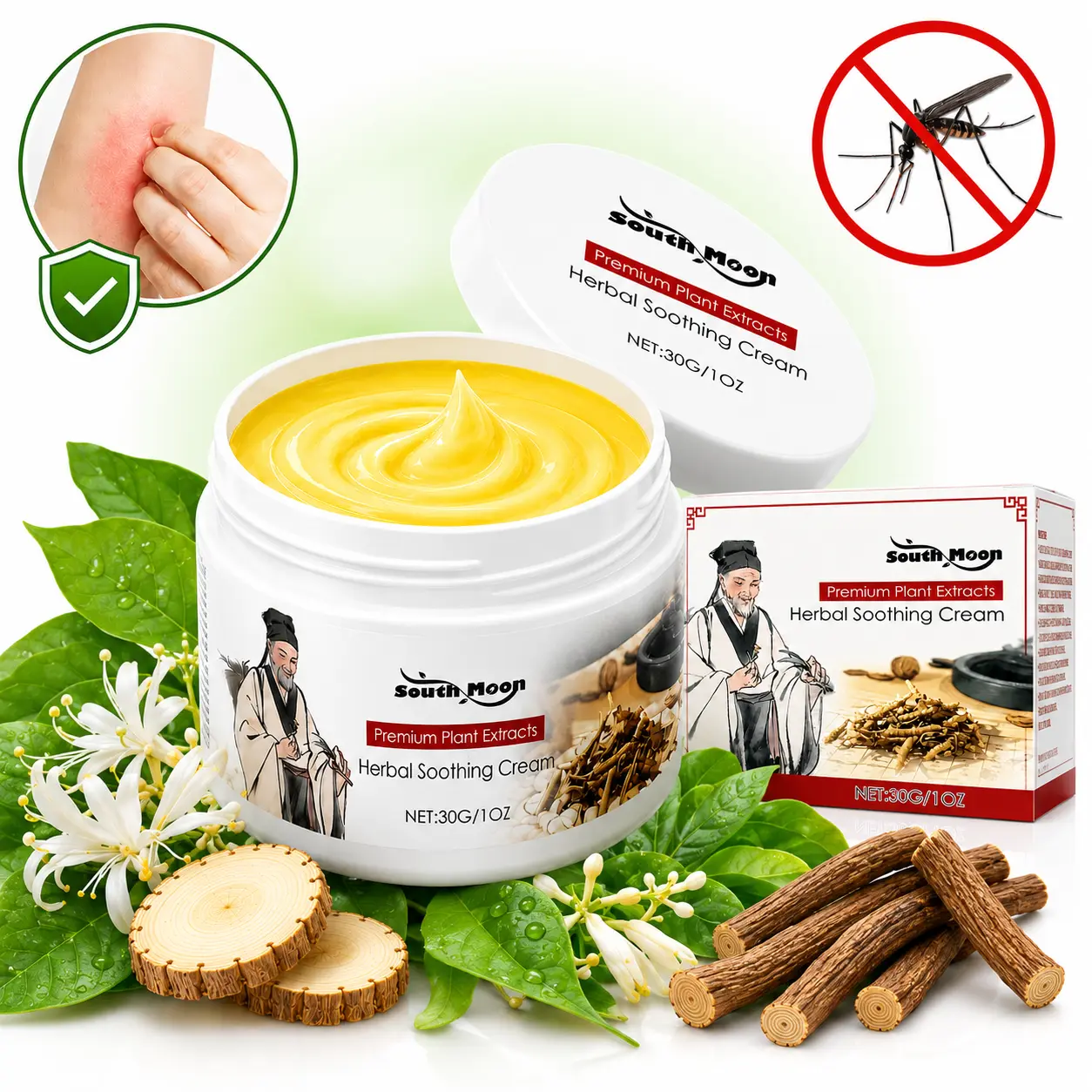 Calming Herbal Body Cream for Itch Relief | Daily Moisturizer to Restore Dry, Sensitive Skin with Botanical Blend - 30g, Moisturizers, Single Item, Smooth, Storage
