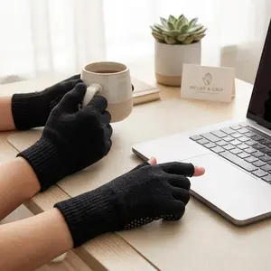 Fingerless Gloves with Open Finger & Thumb for Touchscreen Use - Patented Mid-Weight Wool Blend Design Perfect for Hiking, Camping, Outdoor Activities, Cycling, and Cold Weather Warmth
