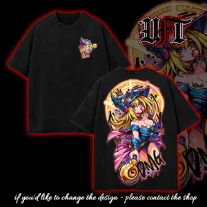 Dark magician girl hot art waifu yugioh duel monster card game anime movie 2 sided washed tshirt sweatshirt hoodie graphic tees menswear
