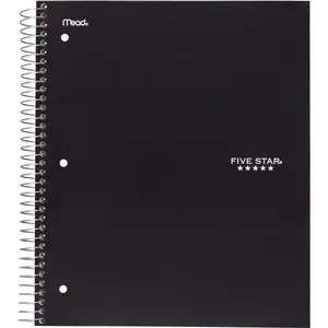 Five Star  8 x 10.5 in. Spiral Bound - Wide Ruled Notebook - 1 Subject, Black, Hardcover Spiral Notebook, Spiral Bound Notepad