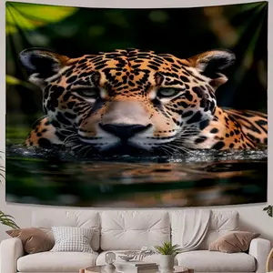 Living room tapestry Jaguar in water Wall decoration Suitable for college dormitory decoration