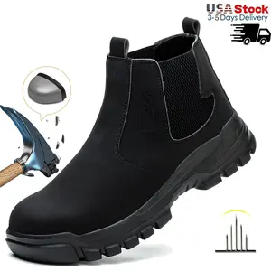 Steel Toe Shoes for Men Lightweight Anti-smash Steel Toe Sneakers Indestructible Work Boots Construction Safety Shoes Waterproof Protective Boots Anti-slip Roofing Shoes Closed anti-stabbing property