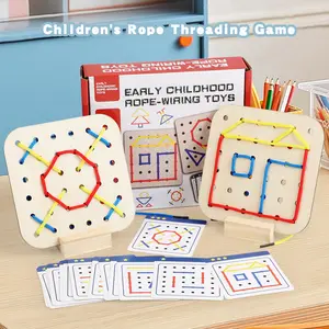 Wooden Lacing Toy Set for Kids, Montessori Busy Board, Early Learning Hand-Eye Coordination Game, Fine Motor Skills Development, Birthday Gift, Christmas Present