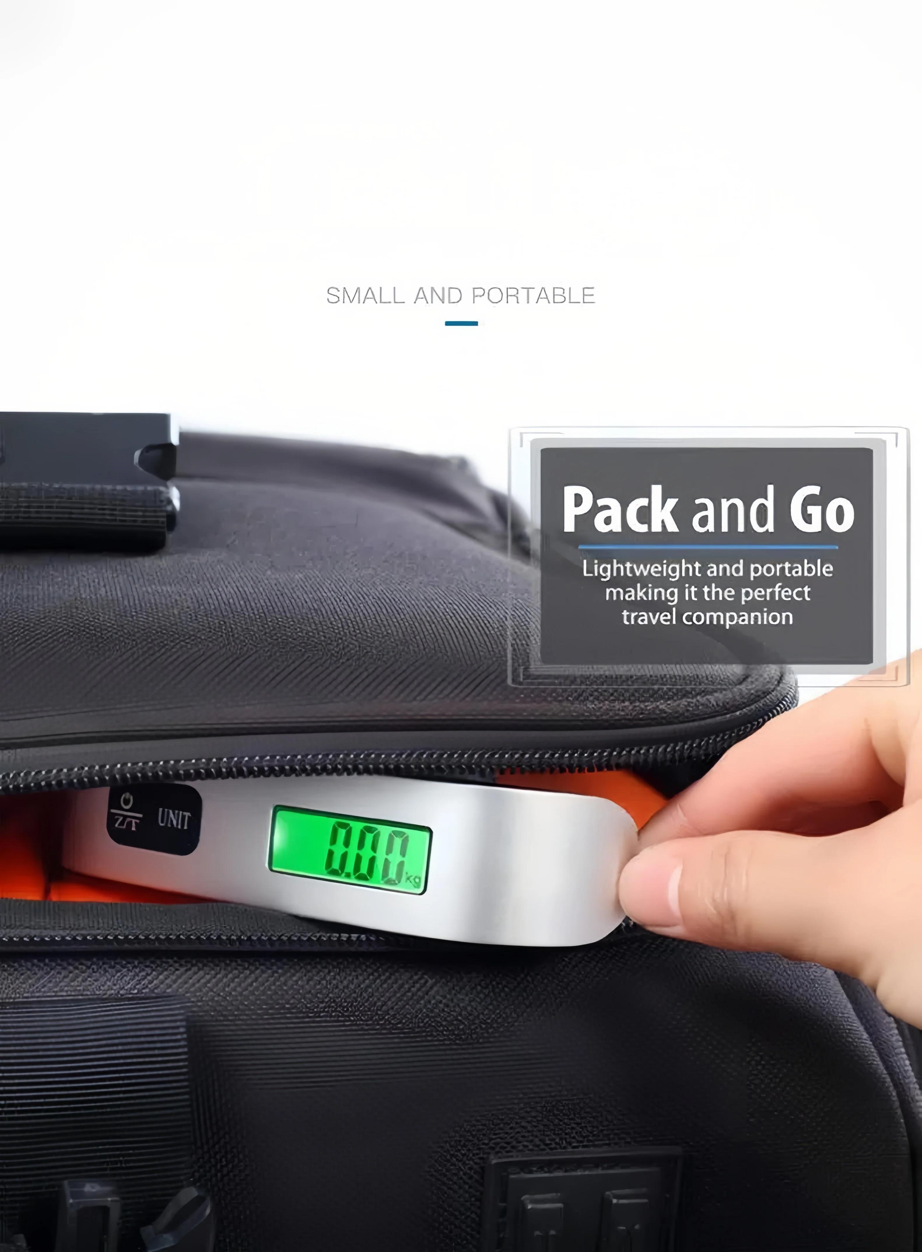 Portable Digital Luggage Scale, Pet Scale for Accurate Weighing, 110lbs Hanging Baggage Scale with Backlit LCD Display, Portable Suitcase Weighing Scale, Travel Luggage Weight Scale with Hook, Strong Straps for Travelers