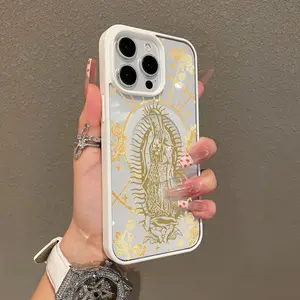 Magnetic Cellphone Casing - Aesthetic Gold Virgin Mary Design, MagSafe Ready, Anti-Fall Resistance, Lightweight Ultra-Thin Waterproof TPU Protector, Compatible with iPhone 11/12/13/14/15/16 & Pro Max, Essential Mobile Accessories