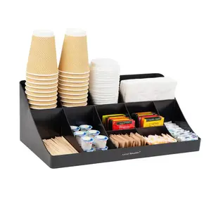 Cup and Condiment Station, Countertop Org, Coffee Bar, Rayon from Bamboo, 18.13 In. L X 9.5 In. W X 6.5 In. H, Brown