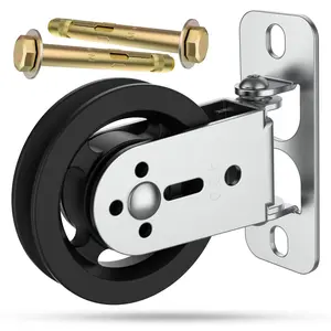3.5 Inch Wall-Mounted Fitness Pulley System, 180° Silent Cable Pulley Wheel, Steel Bracket, Home Gym, DIY Workout Equipment