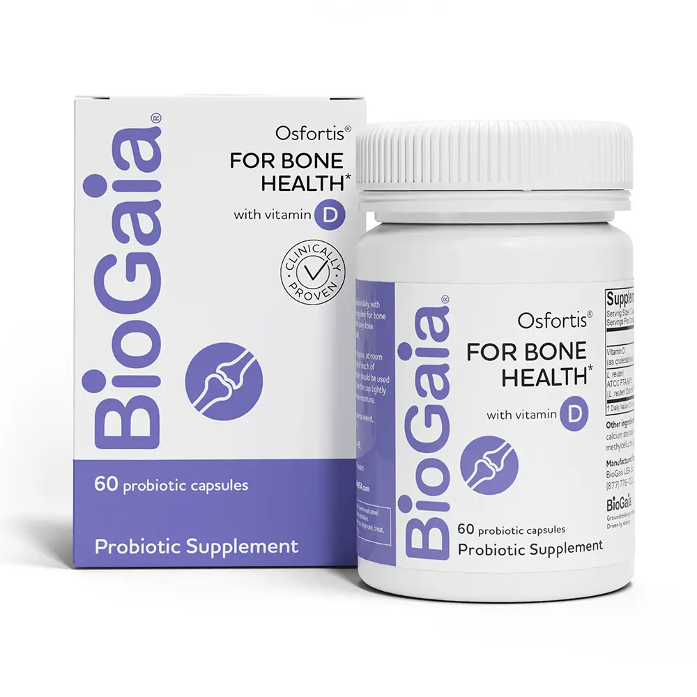 BioGaia Osfortis, Women’s Probiotic for Strong Bones, Immune Balance & GI Wellness, Contains L. reuteri 6475, 60 Capsules, 1 Pack