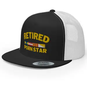 RIVEMUG NG Retired Por* Star Flat Flat Bill Trucker Hat High Crown Adjustable Funny Cap funny caps