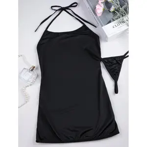 Women's Silky Spandex-Nylon Halter Neck Bodycon Bandage Mini Dress - Backless, Sleeveless, Elastic, Minimalist, Feminine Nightwear with Great Fit for Sexy Night Occasions Loungewear Womenswear