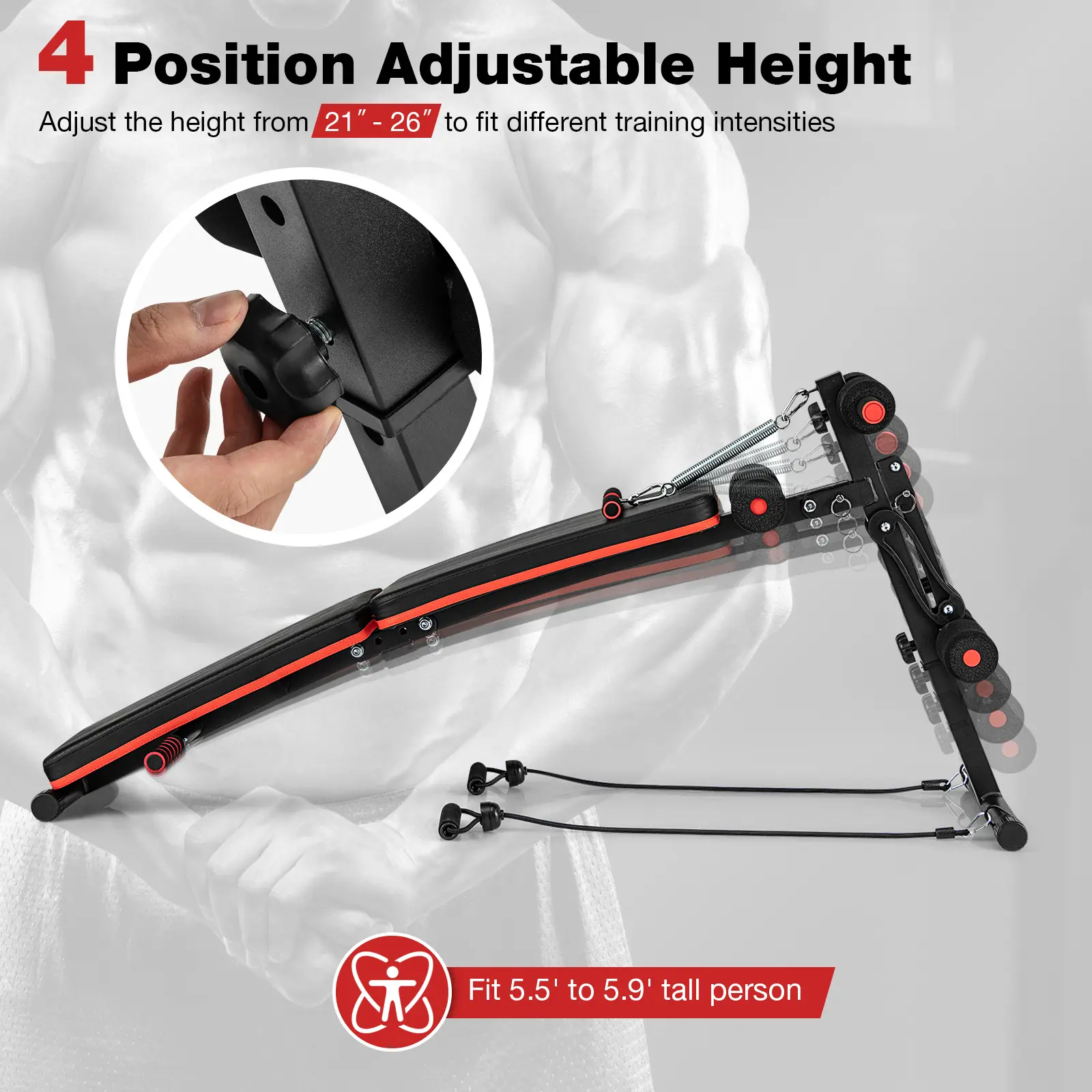 COSTWAY - Multifunctional Sit up Bench 4 Position Adjustable Metal Workout Bench
