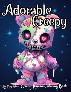Adorable Creepy Coloring Book with Spooky Gothic Cute Kawaii Creatures Monsters and Animals for Adults and Teens: Easy Halloween Coloring Activity for Fun and Relaxation