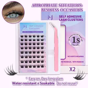 JoMay New Gen 2 Self-Adhesive Lashes Extension Kit,No Glue Lash DIY Lash Clusters Kit| Makeup Eyelashes，lashes clusters kit，lashes extension，Light & All-Day Glow | Water-Resistant (Not Soakable) | Single Use Cosmetic lash clusters  pro lash extension kit