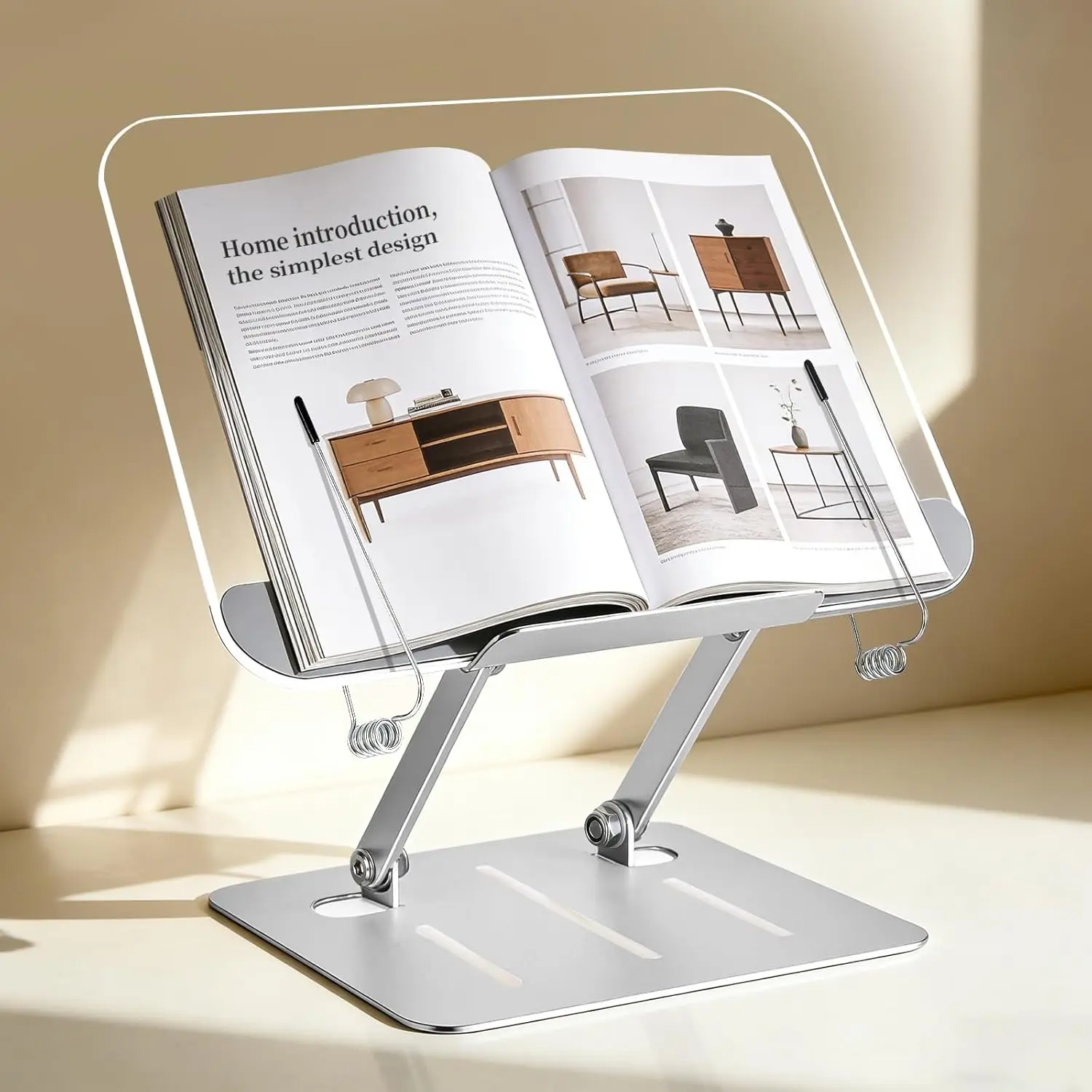 Halloween Fall Gift Acrylic Book Stand for Reading, Foldable Hands-Free Desktop Book Holder with Adjustable Height & Angle, Textbook Stand with Page Clips for Cookbooks, Tablets, Sheet Music and Music Scores