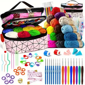 1 set of crochet hooks, basic crochet yarn weaving sets, crochet hooks, crochet accessories, and portable storage bags, perfect for adults and seniors (accessories in any color), holiday gifts, give friends a new set of love (with beginner tutorials)