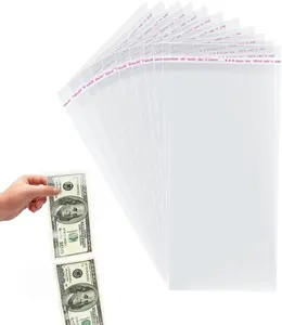 Cake Money Box Transparent Bags 100Pcs Adhesive Self-Sealing Resealable Bags Clear Plastic Bag Birthday Wedding Party Supplies