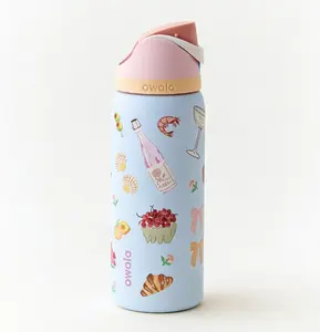 Owala 32oz French Pattern Insulated Water Bottle - Patented FreeSip Spout, 24hr Cold Retention, Leakproof Stainless Steel Tumbler for On-the-Go Hydration