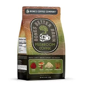 Bones Coffee Company | Better Brain Mushroom Coffee 10oz Dark Roast Ground Arabica
