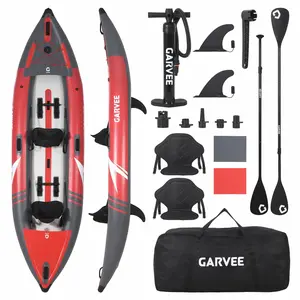 2-Person Inflatable Kayak for Adults, Portable Kayak for Fishing Touring with Padded Seat, 3 Fins, Hand Pump, Carry Bag, Repair Kit, 12FT 450 LBS Weight Capacity