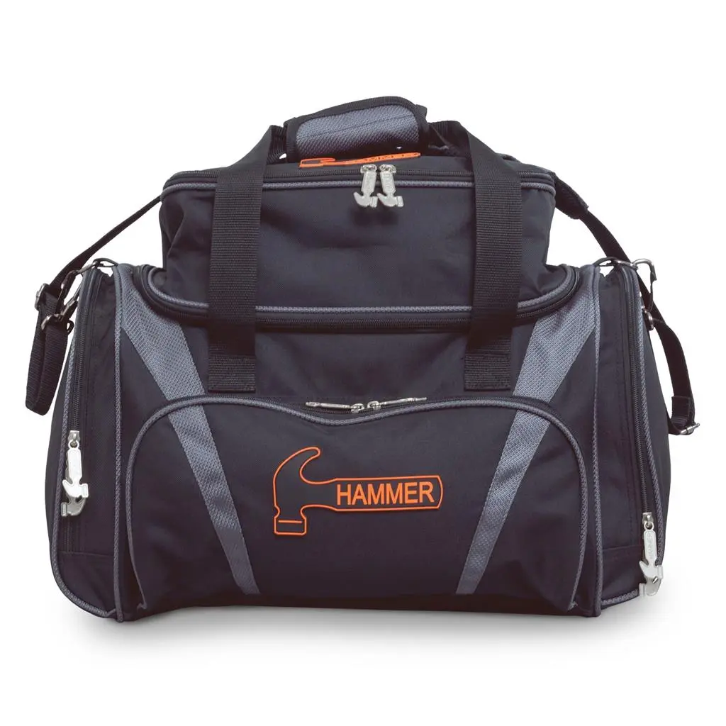 Hammer Premium Double Tote Bowling Bags - Two Ball Foam Holder, Multiple Accessory Pockets, Holds up to size 14 mens shoe, Adjustable/Detachable Should Strap, Padded Carry Handles, 2-Year Warranty