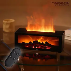 Simulation Fireplace Humidifier, 1 Count USB Powered Flame Diffuser Humidifier with Timer, Waterless Auto-Off Humidifier for Home Room Office, Home Desktop Humidifier, USB Humidifier Machine