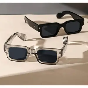 2-Pack Y2K Stylish Retro Square Sunglasses – Black & Transparent Frames, UV400 Protection, Ideal for Summer Beach Trips, Travel & Streetwear Unisex Polarized,summervibes